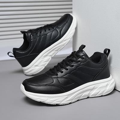 Männer Leder Sneakers Frühling Casual Schwarz Plateauschuhe Anti Slip Plus Größe Sportschuhe