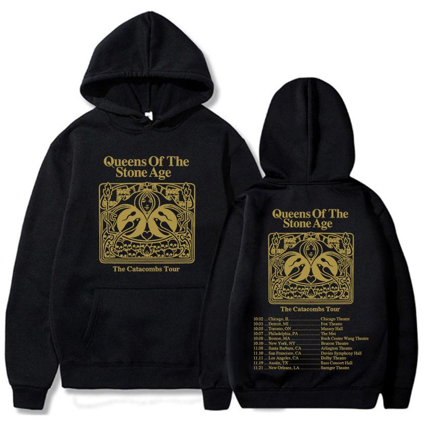 The Catacombs Tour Hoodies QUEENS OF THE STONE AGE QOTSA Sweatshirts Loose Hooded Pullovers Fashion Mens Women Clothing