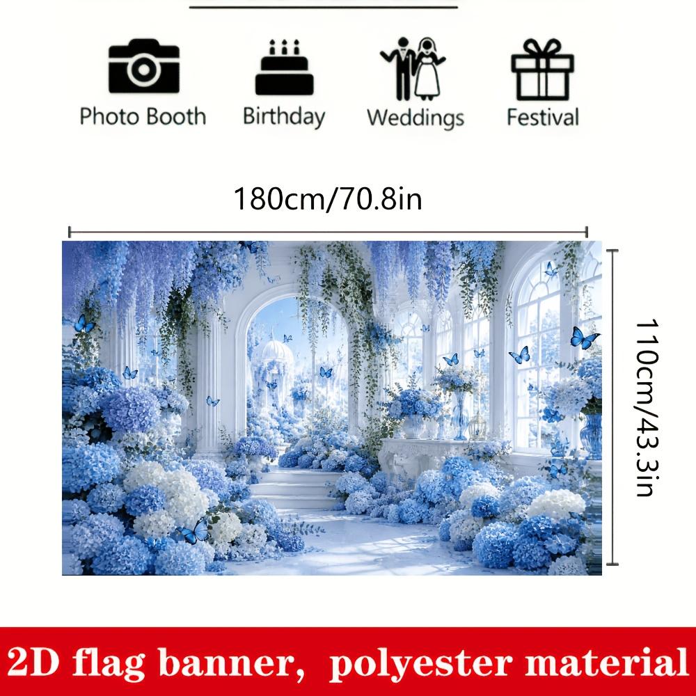 1Pcs Blue White Hydrangea Flower Corridor Arch Decoration Background Garden Backdrop Decorations For Photo Studio Booth Party