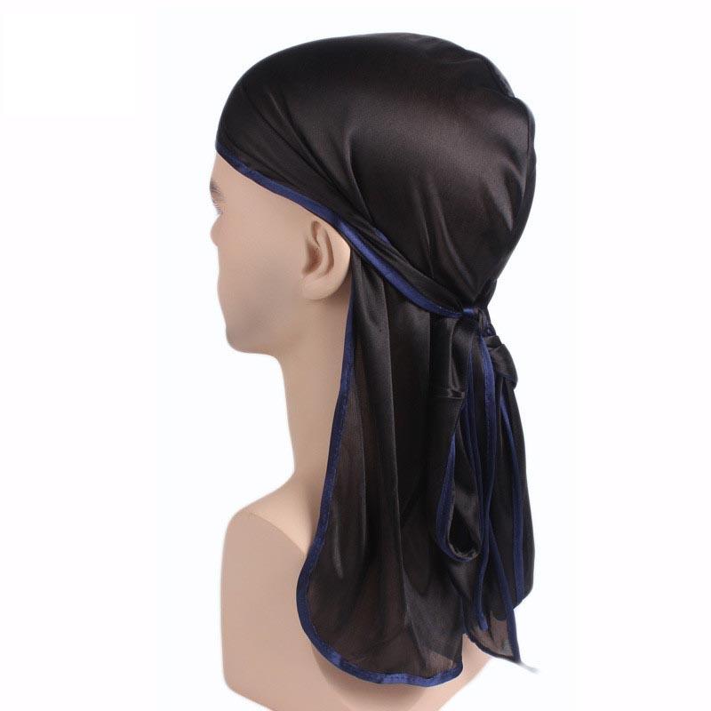 Breathable Unisex Satin Bandana Hat Silky Durag Do Doo Du Rag Long Tail Headwrap