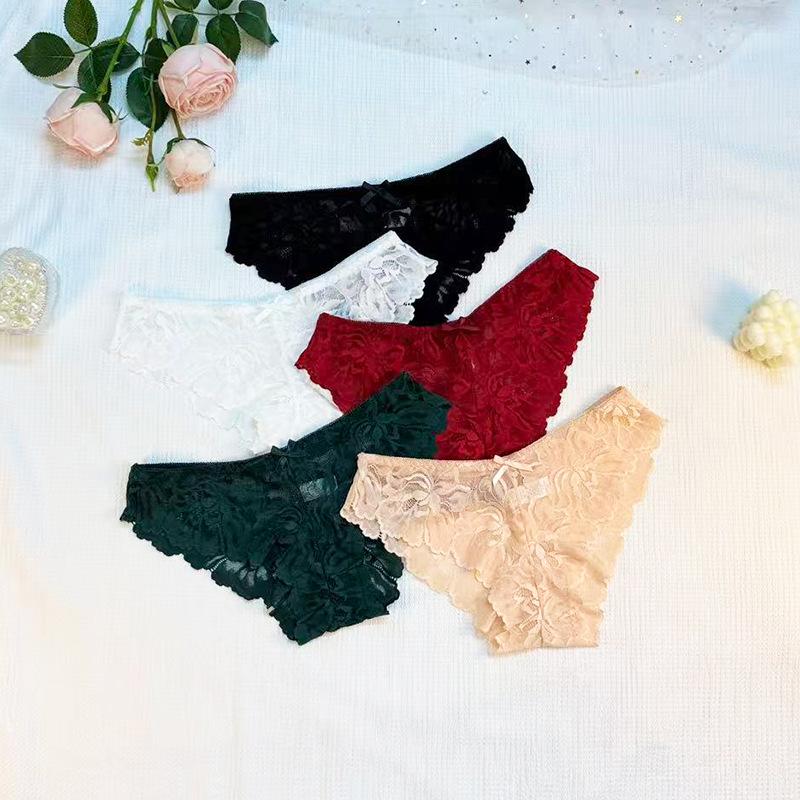 Female Summer Thin New Sexy Lace Pure Color No Trace Breathable Briefs
