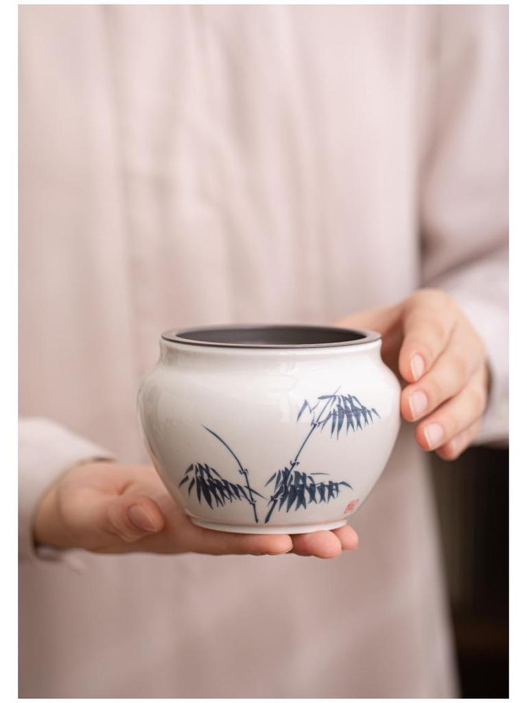 Hand-painted Ash Glaze Jianshui Ceramic Tea Wash Bowl (Kung Fu Tea Set)