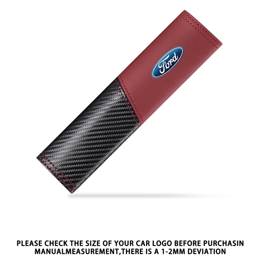 Car Sticker Ford 2pcs Carbon Fiber Leather Car Seat Belt Shoulder Cover Prevent Tightening For Ford ST FOCUS 2 3 Mondeo Fiesta K