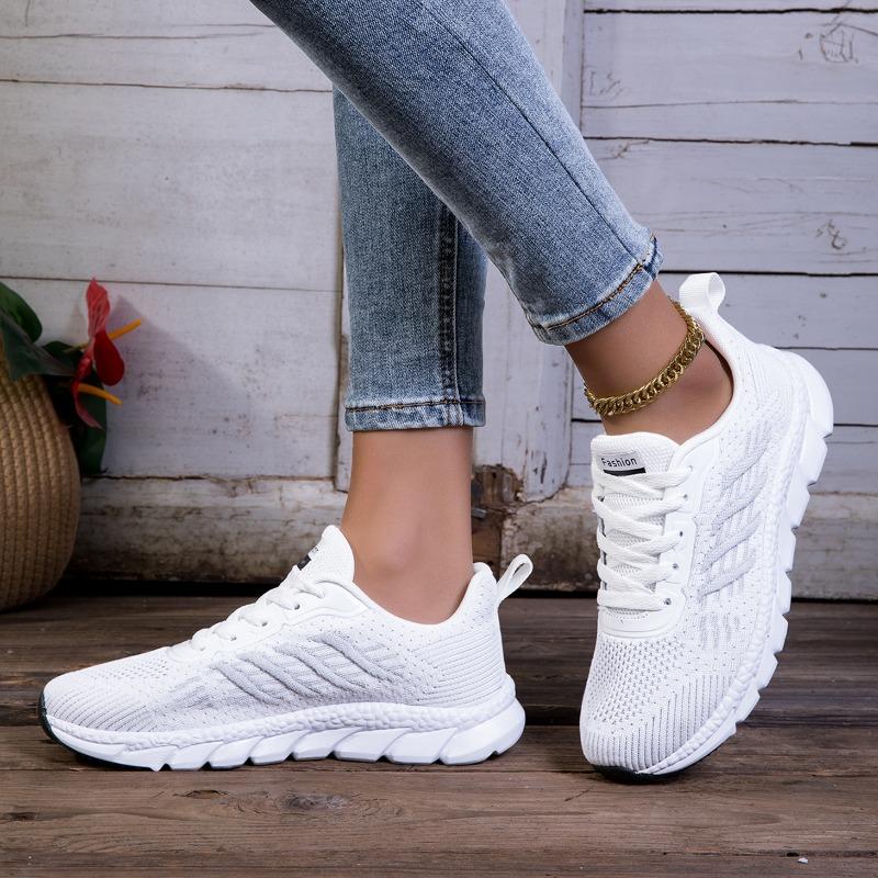 Women Sneakers All-match Light Flying-Woven Sport Running Shoes Cushion Gym Fashion Shoes Non Slip Casual Walking Tennis Shoes