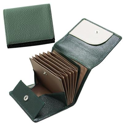 DECOS Women's Mini Wallet, Small, Foldable, Anti-Skimming, Card Slots, Leather, Large Capacity, Cute Brand, 79515 (Green X Ivory)