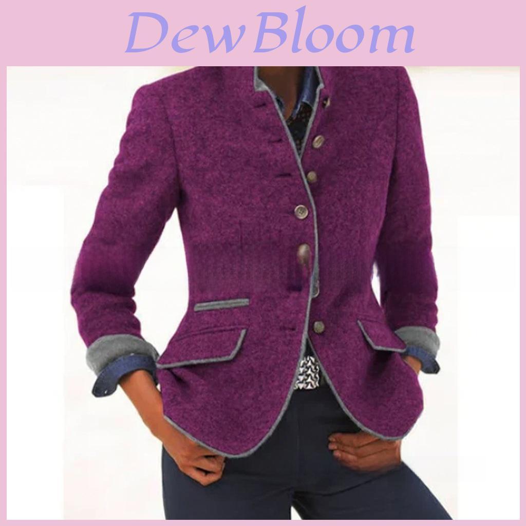 Blazer da Donna in Misto Lana con Design Color Block per l'Ufficio Casual