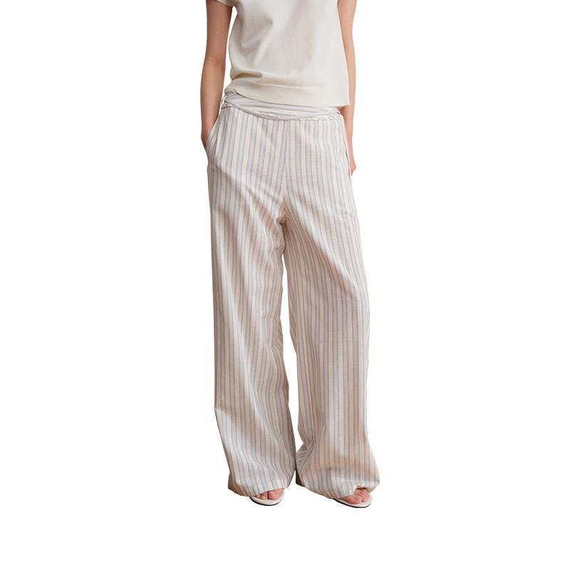 

GREEN BELT Women s Striped Loose Wide-Leg Pants S