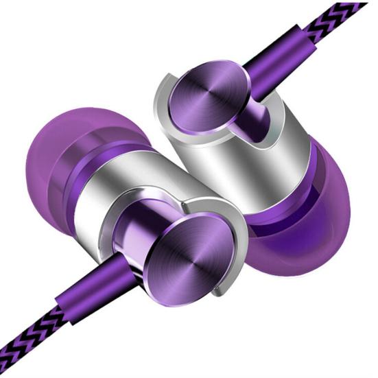 Fashion Braided Wired Stereo Sound Volume Control Phone Laptop In-ear Earphones