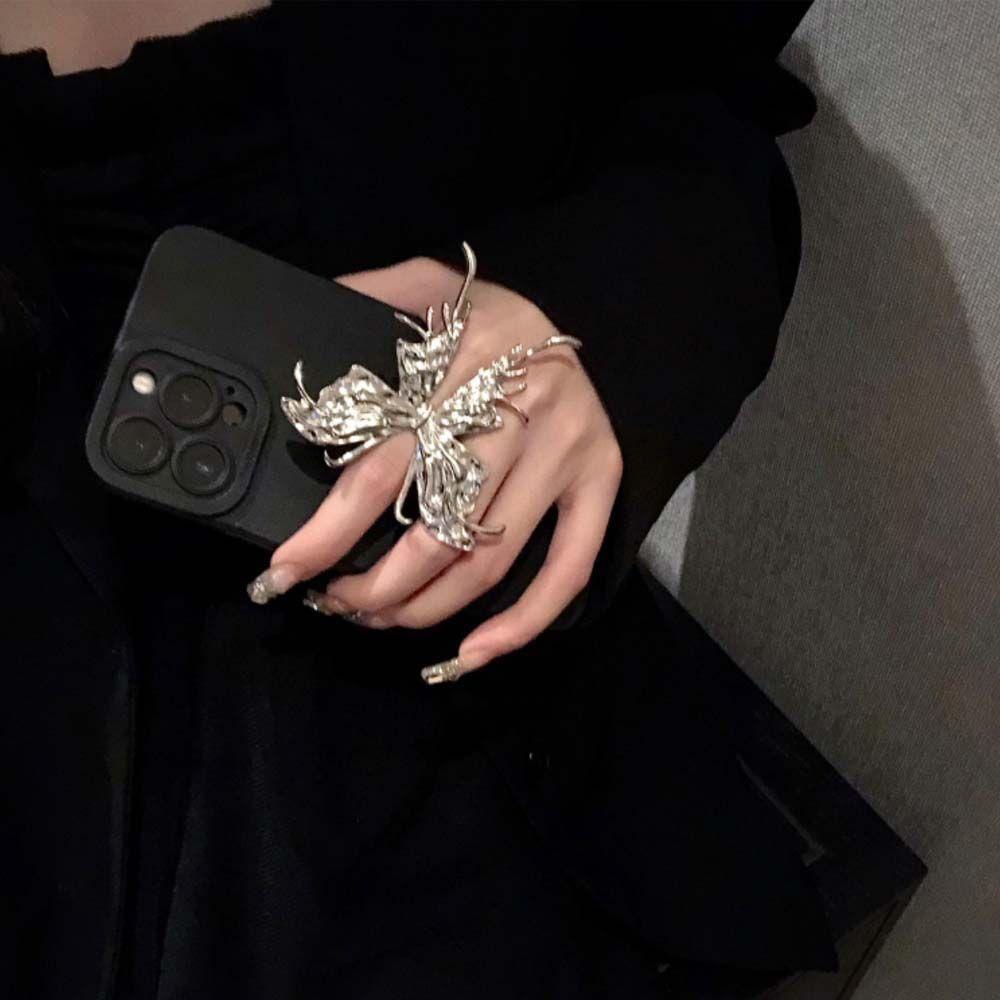 Temperament For Girls Women Opening Rings Metal Rings Big Butterfly Korean Finger Rings