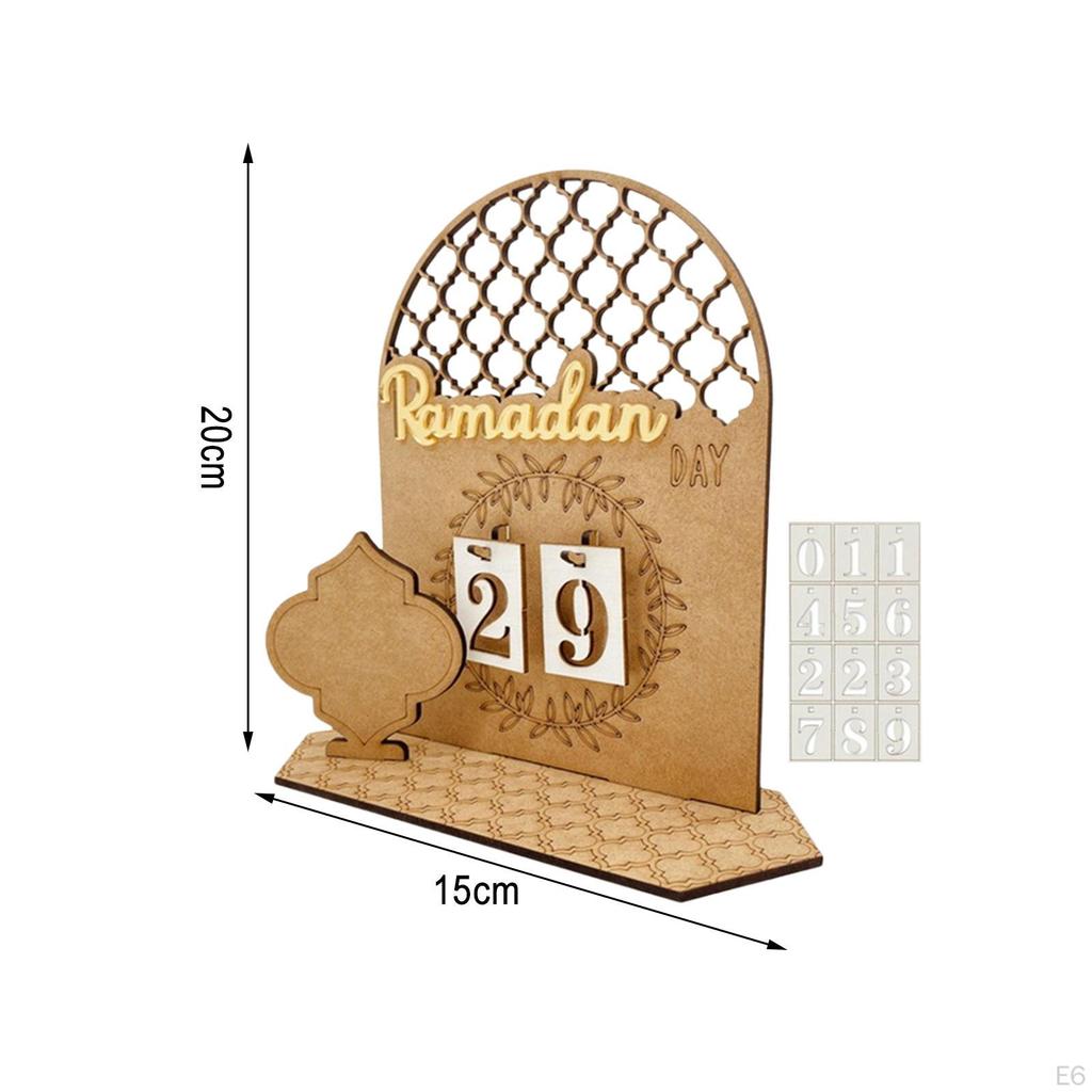 Eid Mubarak countdowns Calendar Decorative Wooden for Centerpiece