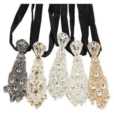 Fashion Rhinestone Tie Short Length Metal Short Tie Special Sparkle Costume Tie  Wine Party
