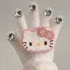 Miffy Rabbit sea salt blue bone girly gloves, cute plush and faux mink, warm split-finger gloves for women