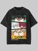 My Hero Academia Deku Bakugo Todoroki Vintage Washed Oversized Graphic T‑Shirt