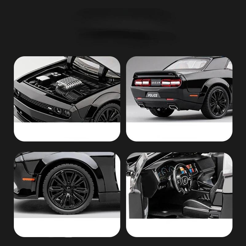 1:22 Challenger Srt Police Car Alloy Cars Toy Diecasts Vehicles Metal Model Car Decoration Kids Gift Boy C385