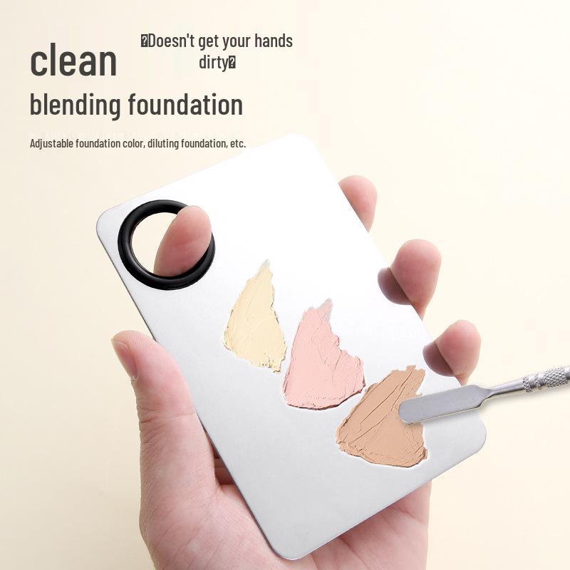 Stainless Steel Nail Art & Makeup Palette Set with Mixing Stick