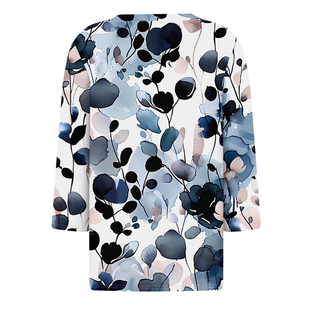 Women's T Shirt Tee Printed 3/4 Sleeve Daily Weekend Fashion Basic V Neck Regular Top