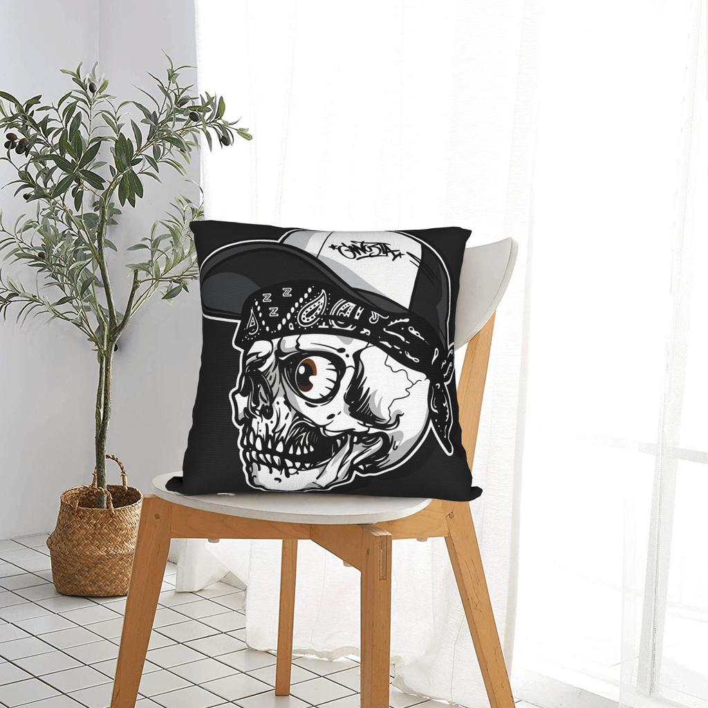 Black Grey Skull Face Día De Los Muertos Pillowcases Novelty Pillow Case For Sofa Home Decor Soft Pillow Cover