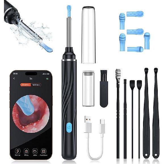 Ear Wax Removal Tool Camera, Ear Cleaner with Camera, 1080P HD Ear Camera and 6 LED Light, Ear Wax Removal Kit with 6 Ear Pick, 6 Pcs Ear Set, Ear