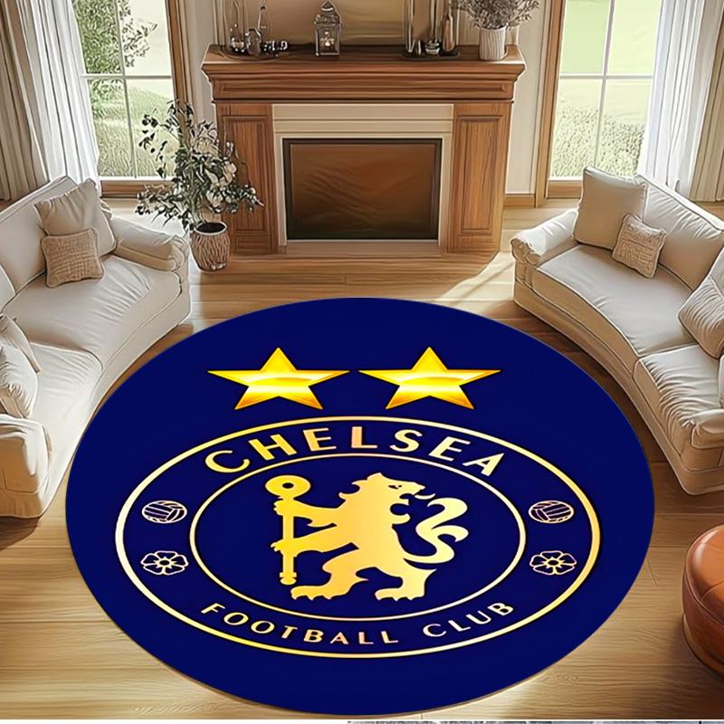 Chelsea F.C Print Round Rug, Washable Floor Carpet, For Entryway Dorm Laundry Room Office Study, Home Decor Birthday Christmas Gift
