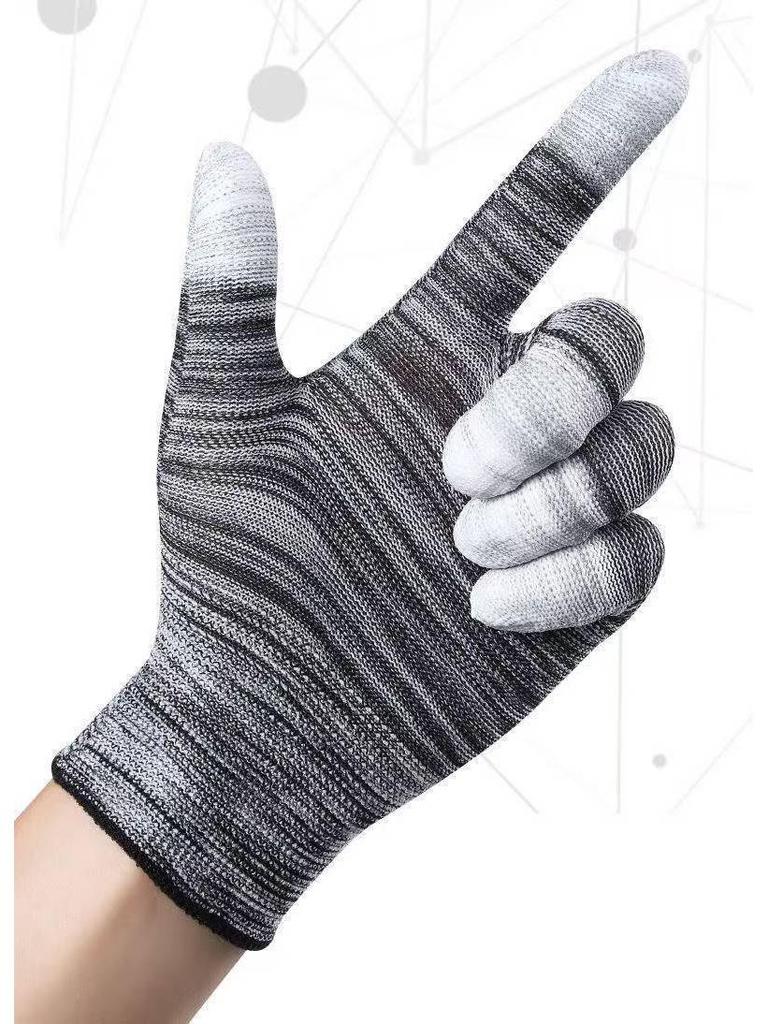 Breathable Anti-Slip PU Coated Nylon Finger Gloves: Wear-Resistant, Anti-Static Protection for Men and Women