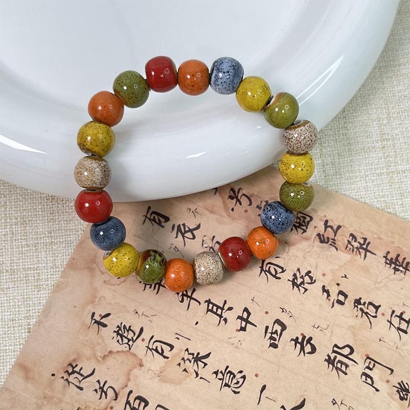Colorful Dopamine Handmade Ceramic Beaded Bracelet For Women Men Unique Fashion Elastic Bracelet Jewelry Accessories Gifts
