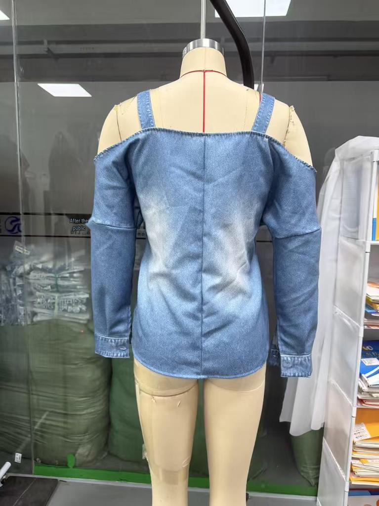 2026 Women's One-Shoulder Strap Long Sleeve Top for Spring, Summer, and Autumn