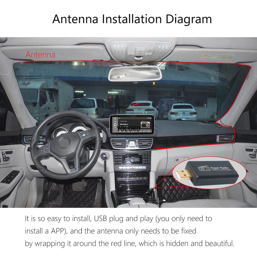 Mini Plug And Play Car Radio AM/FM Stereo Adapter Receiver USB Interface Antenna Applied to Android Multi-Media System