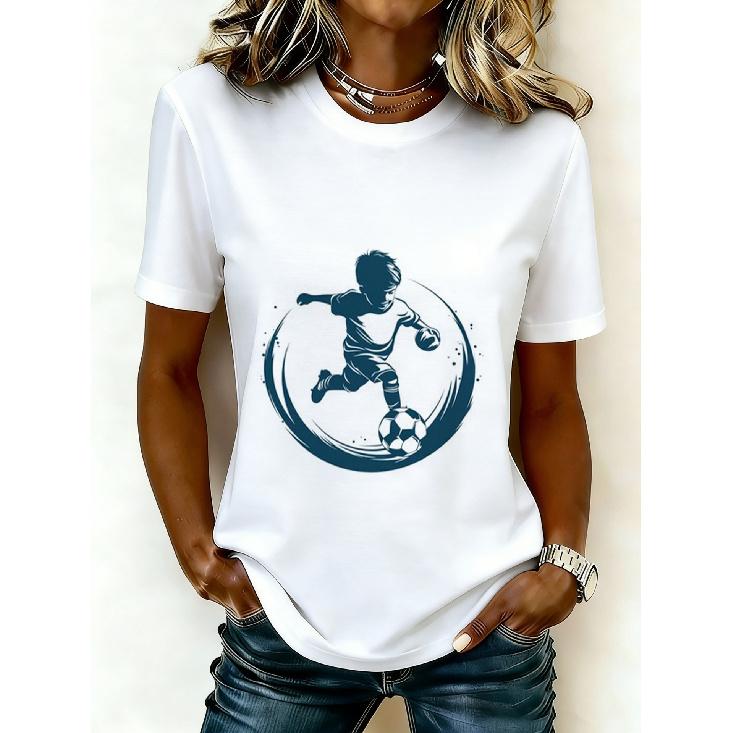 2026 Casual Women's Short-Sleeve T-Shirt with USA-Canada-Mexico World Cup Football Match Print