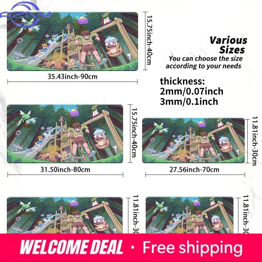 Pokemon Forest Playground Adventure Gaming Desk Mat NonSlip Washable Mouse Pad 30x80x0.2cm