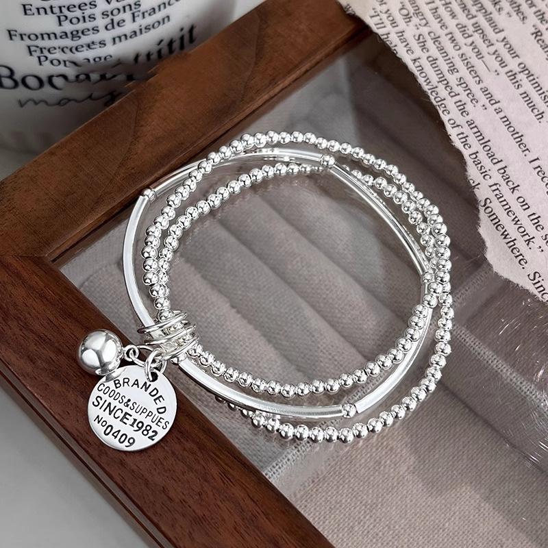 Women s Multi-Layer Round Bead Bracelet - Trendy Irregular Letter Design