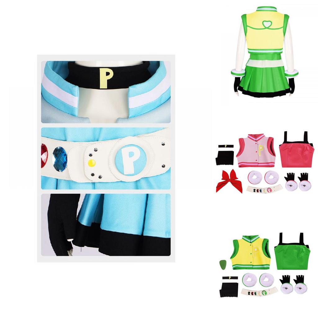 Colorful Polyester Powerpuff Girls Cosplay Costume Perfect For Halloween Or Stage Performances
