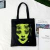 Horror Face Gothic Casual Dark Black Canvas Bag Large Capacity Hip-hop Shopper Bag Vintage High Street Y2k Women Shoulder Bags