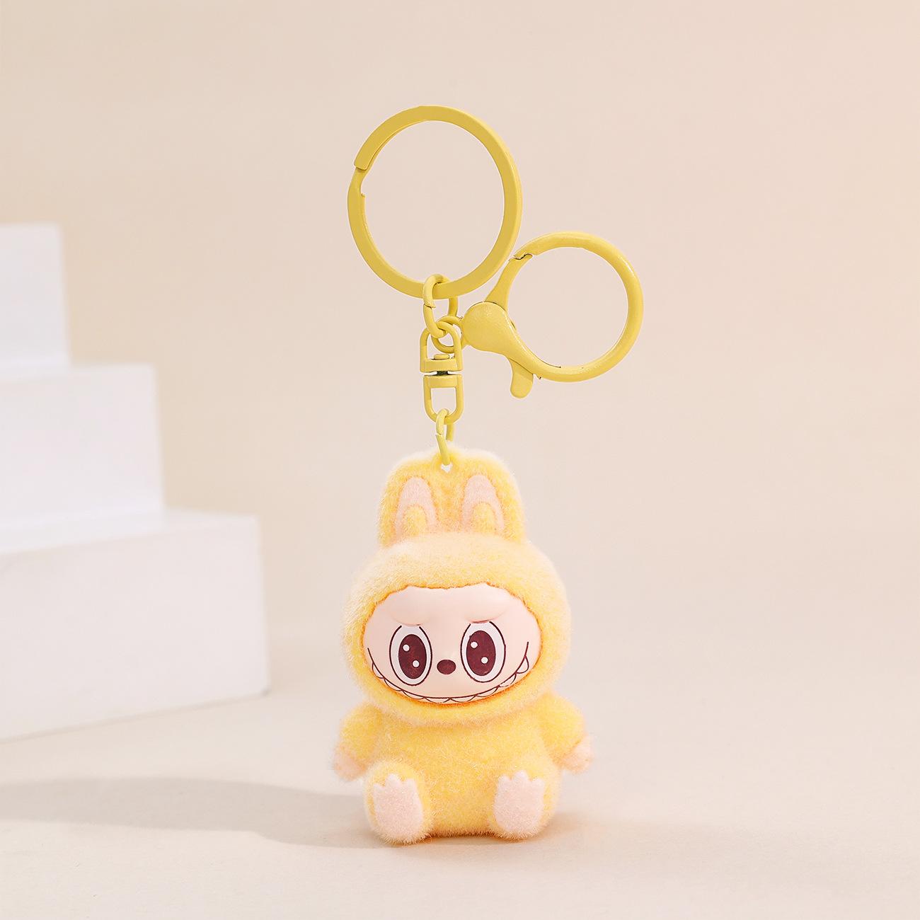 

Флокированный брелок в виде маленького животного 1 шт., кукольная сумка из ткани Рабу, креативный маленький подарочный кулон, настольные украшения жёлтый