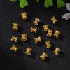 Gold-Plated Rhinestone Four-Leaf Clover Copper Spacer Beads for DIY Bracelets