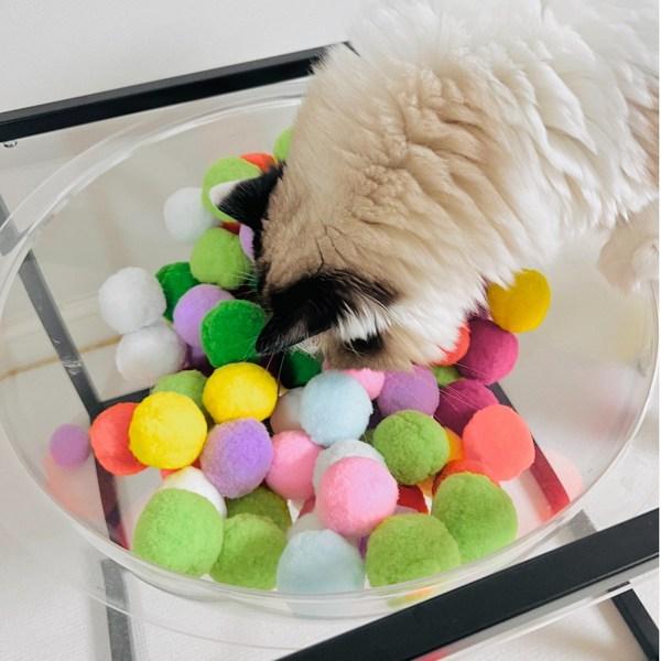 Petka hračka pro kočky vlněná kulička 100P 4cm 1 balení, náhodná barva