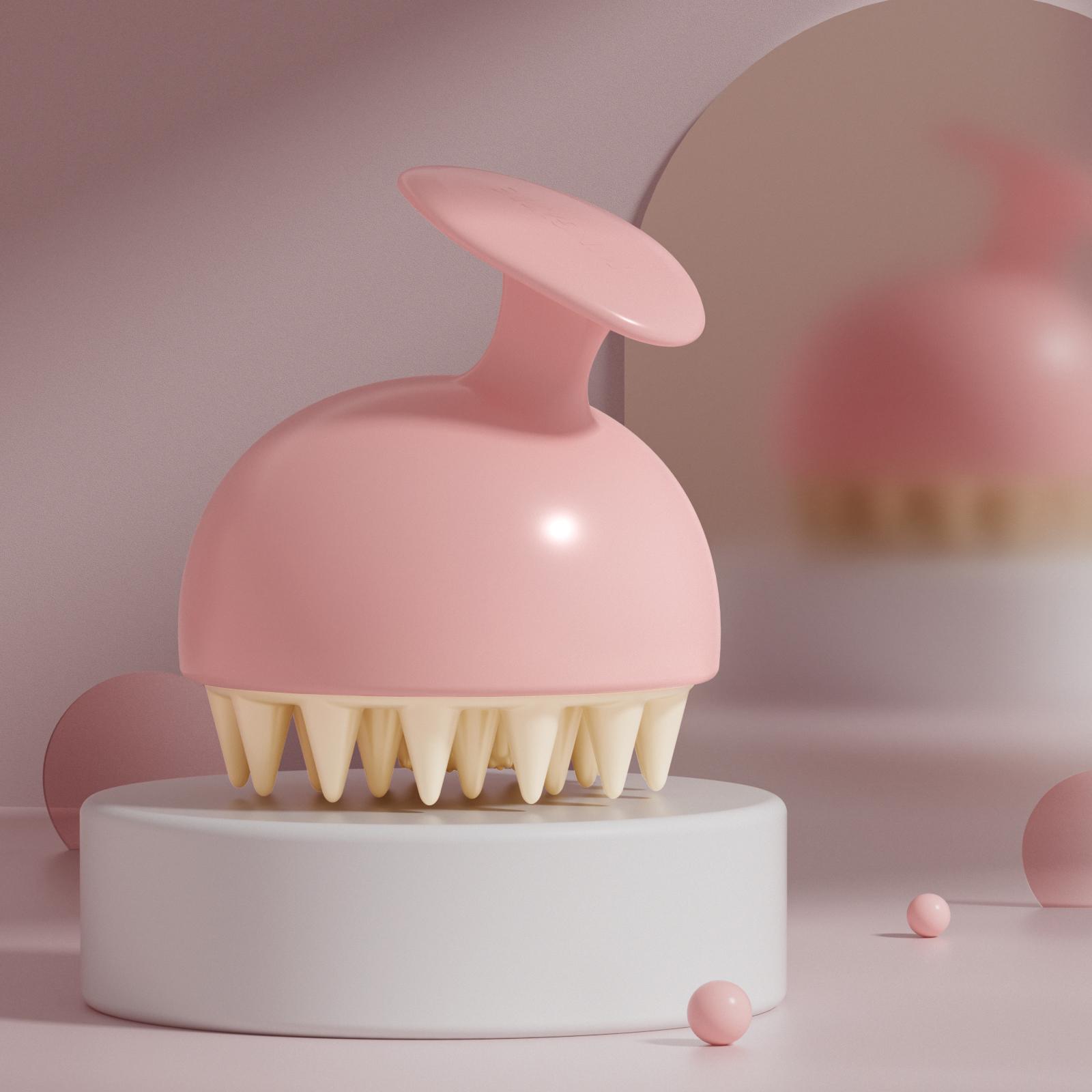 

Ручная силиконовая массажная расческа для кожи головы, круглая головка щетки, инструмент для массажа тела, шариковый массажер Meridian, щетка для мытья волос розовый