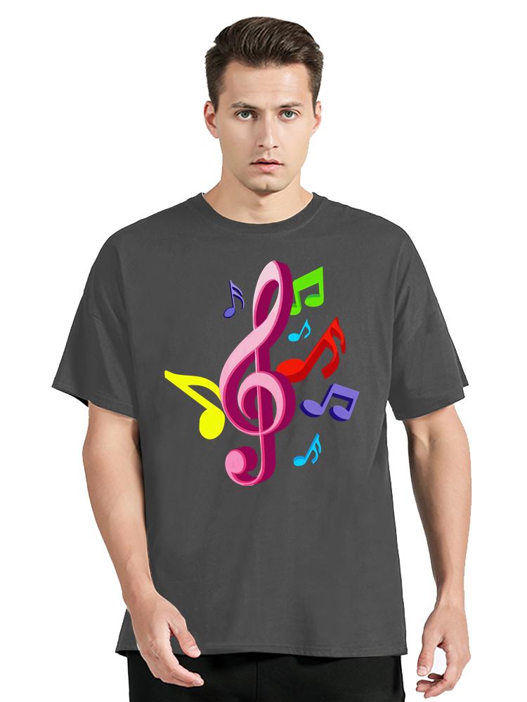 

Music Note Graphic Funny Print Tshirt Loose Men s Clothes Oversized Tshirt New Fashion Streetwear Tops Tee Cotton O-neck T Sh... 5XL різнокольоровий