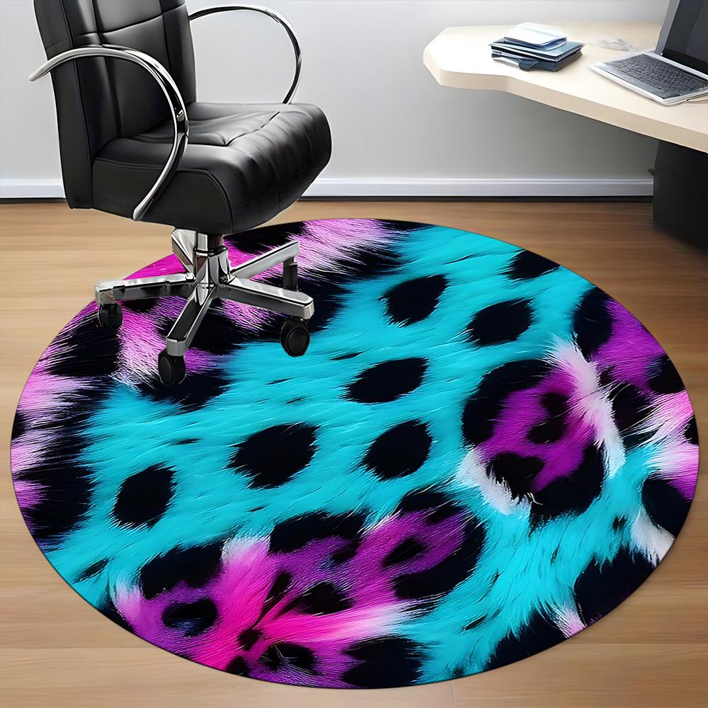 1pc Cheetah Print Vibrant Office Round Area Rug, Mat Suitable ForOffice, Under Office Chairs Bedroom Living Room Home Decor, Room Deco