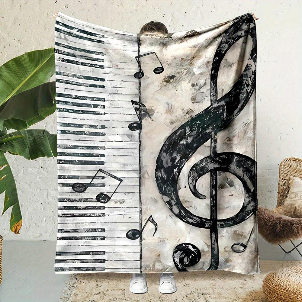 

Cozy Music-Themed Flannel Throw Blanket - Piano & Notes Design, Soft & Warm for All Seasons, Perfect Gift for Family and Friends 30x40in