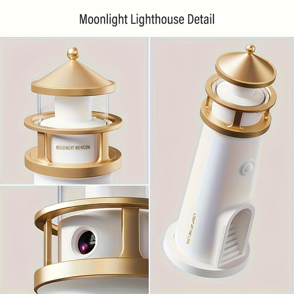 LED Night Light Lighthouse with Montion Sensor, RechargeableTabletop Lamp, Moonlight Projection Lamp for Indoor Ambient Light