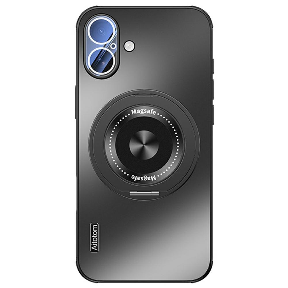 

For iPhone 16 Case Compatible with MagSafe Kickstand TPU+PC Heat Dissipation Phone Cover - Gold