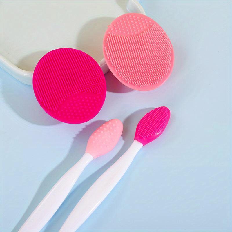 Lip Exfoliating Facial Cleansing Brush Face Scrub Nose Clean Brush Blackhead Remover Double-Sided Beauty Skin Care Tool