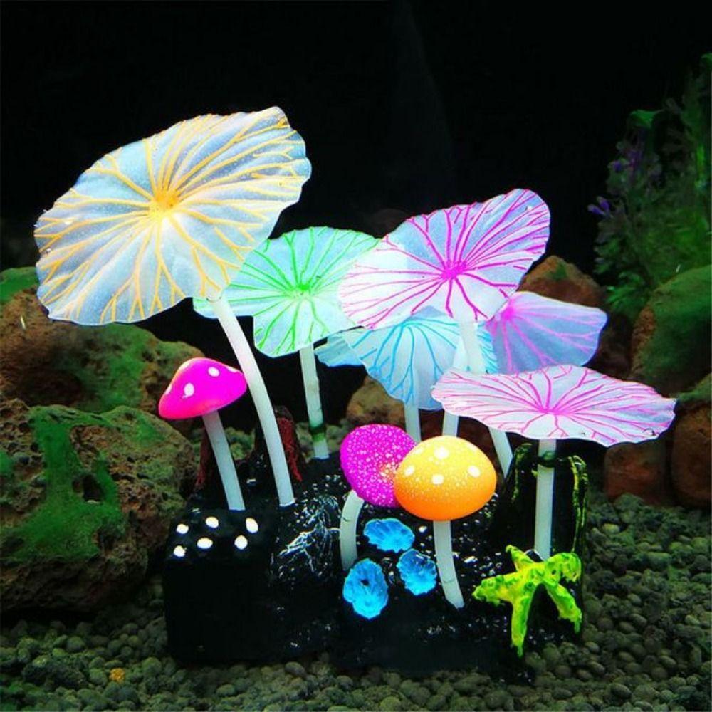 9pcs/set Aquarium Fluorescent Artificial Plants Simulation Aquatic Water Grass Fish Tank Landscaping Decoration