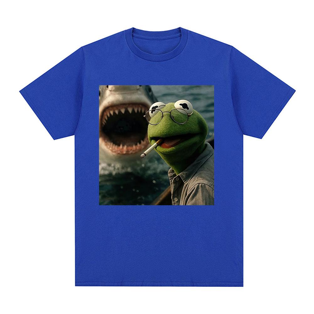 Dark Humor Frog Shark Graphic Funny Meme Tshirt Women Clothing Fashion Tshirts Cotton Casual Short Sleeve T Shirts Streetwear