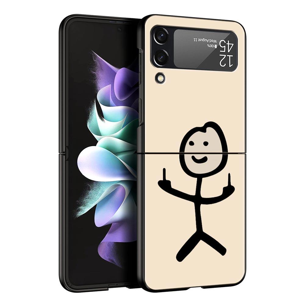 

Чехол для телефона Matchman с мультяшным рисунком для Samsung Galaxy Z Flip 3 4 5, складной черный чехол для Samsung Z Flip3 Flip4, жесткий чехол-бампер из ПК Samsung Z Flip 5