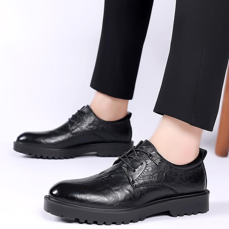 Fashion British Platform Leather Wedding Shoes for Men Designer Soft-soled Business Men's Dress Shoes Fashion Casual  Male Work Shoes