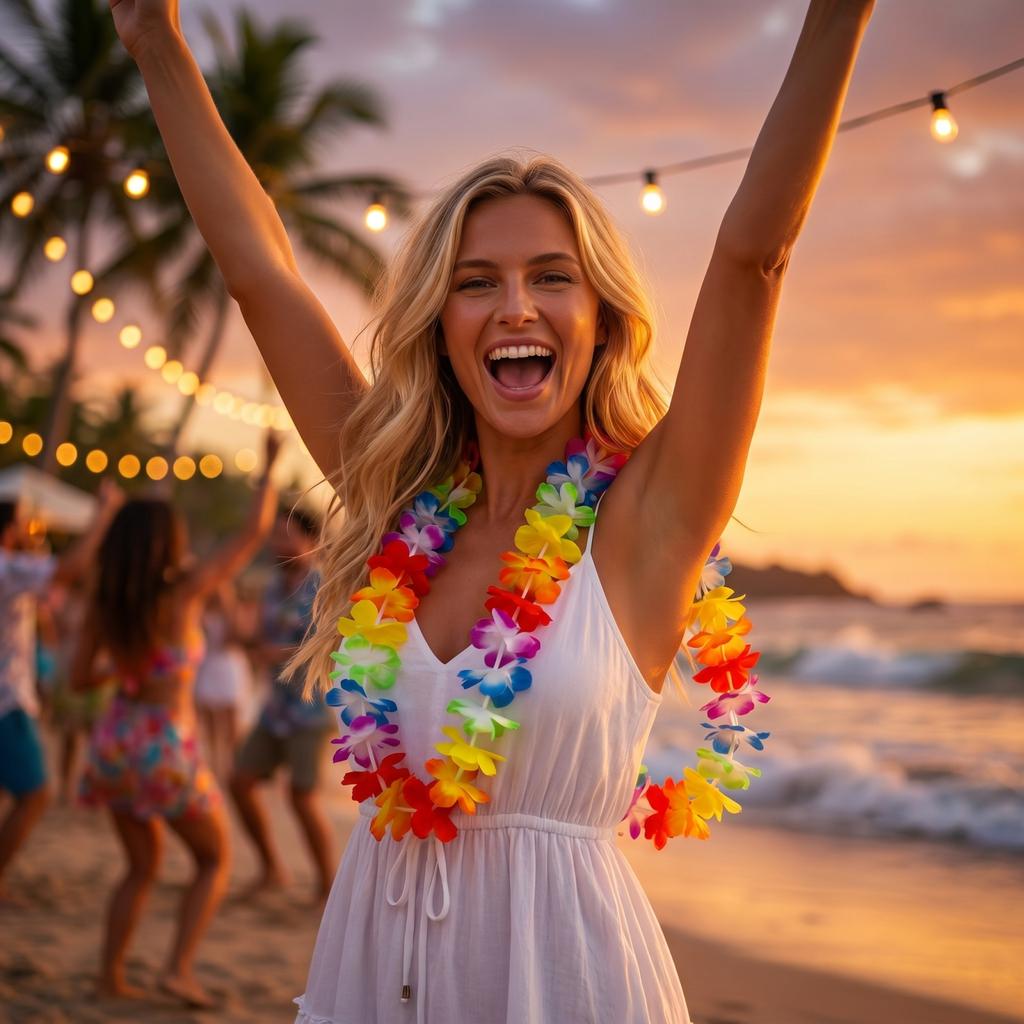 Artificial Hawaiian Festival Neck Garland One Piece Per Pack Simulated Floral Lei for Celebration Event Party Decoration