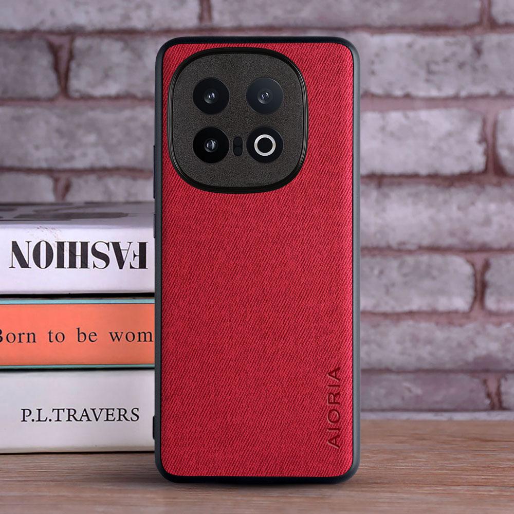 Luxury Textile Leather Case for Vivo iQOO 15 13 12 V40 V60 V50 Lite X80 Pro X200 FE 5G cover  case for vivo iQoo 15 красный