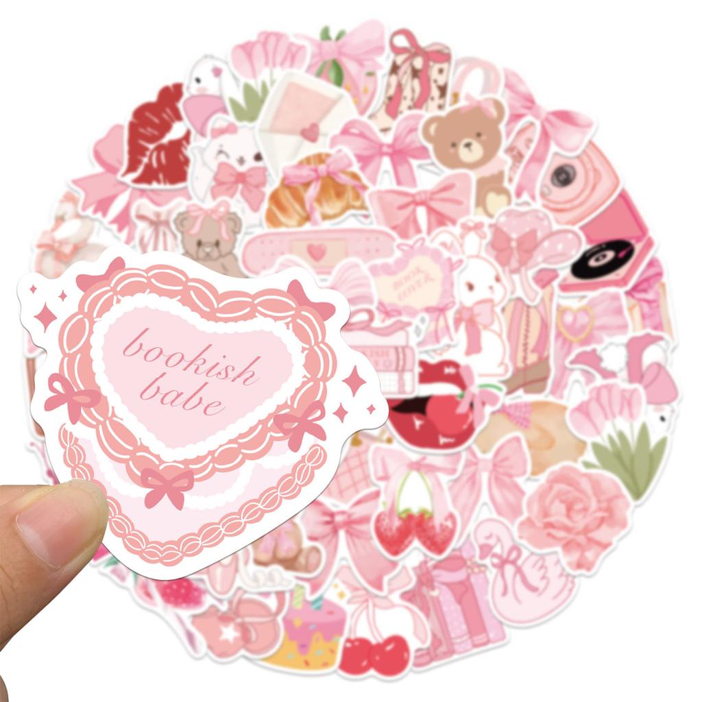 50Pcs Cartoon PVC Sticker Water Resistant Aesthetic Sticker for Water Bottle Scrapbooking Journal Laptop Guitar Luggage