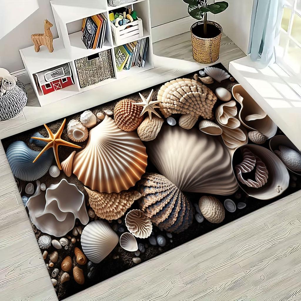 Dream Starfish Shell Tropical Beach Sea Star Art Rug for Bedroom Living Room Sofa Home Doormat Decor,Large Non-slip Floor Mat